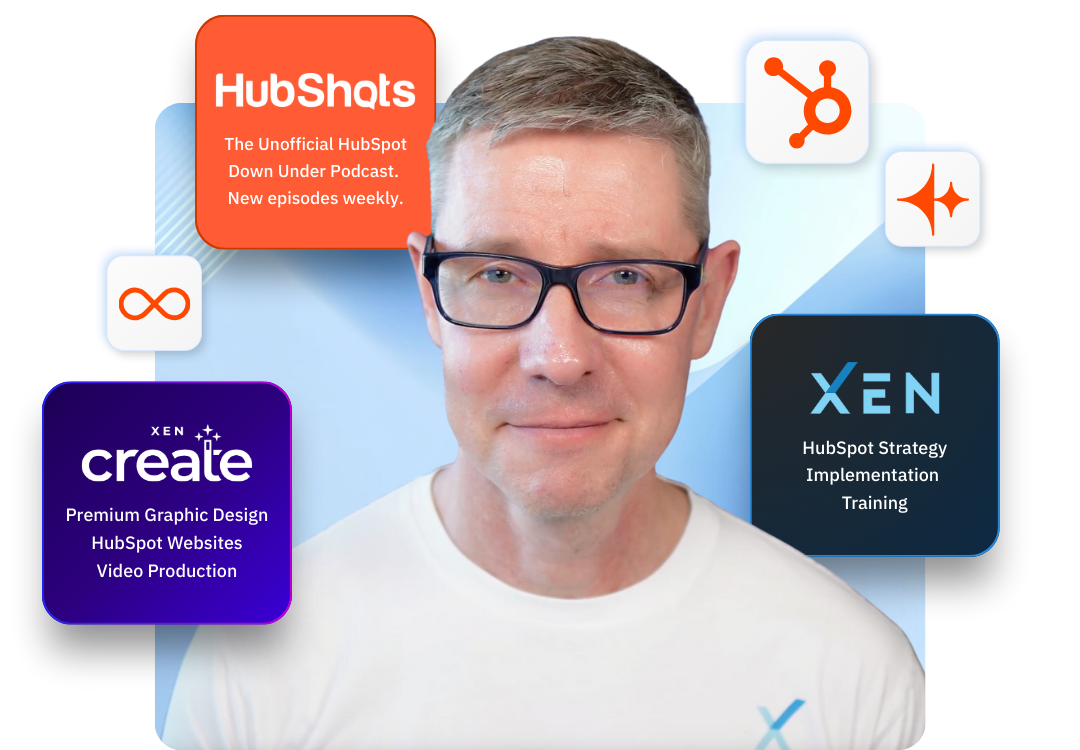 Craig Bailey with floating UI XEN brands graphics